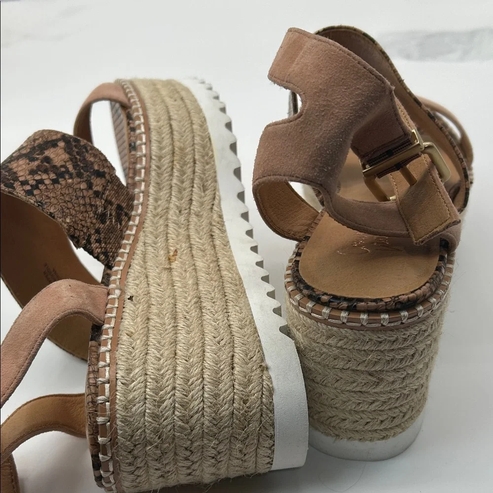 Crown Vintage Tan and Brown Snake Print Sandals
